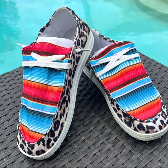 Leopard + Serape Canvas Shoes - Picture 1 of 4